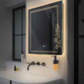 Espejo LED Cuadrado | Botones táctiles | Función antivaho | Luz blanca cálida - Reyze Seria Good Vibes Model 3